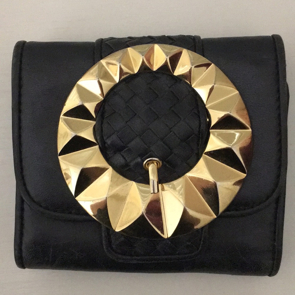 Betsey Johnson Black wallet with gold buckle